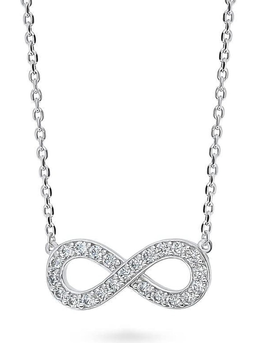 🎈2/$40, 3/$50🔶 BERRICLE 925 stamped Silver Infinity Pendant Necklace, cz rhodium